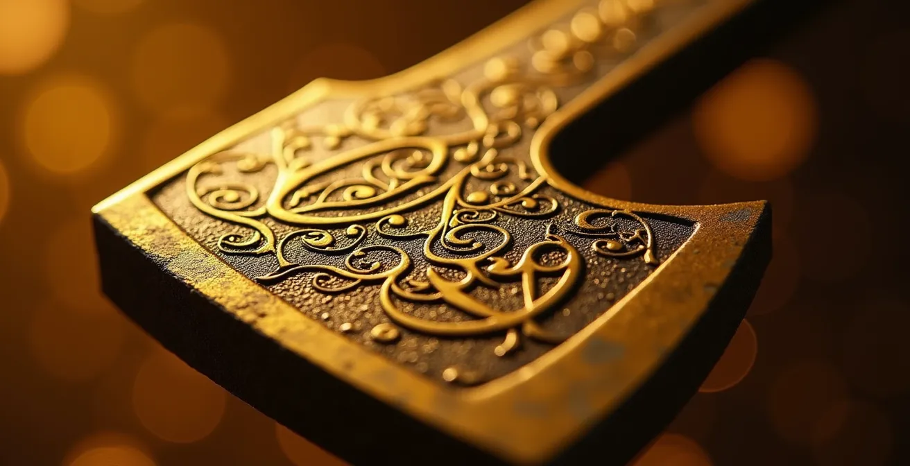 Gros plan sur une gravure Cartier authentique sur métal doré