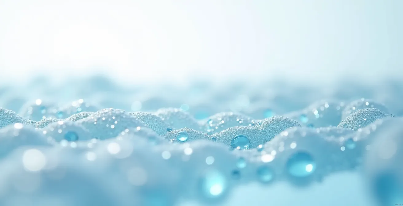 Vue macro de la texture d'une lentille en silicone hydrogel montrant sa structure poreuse